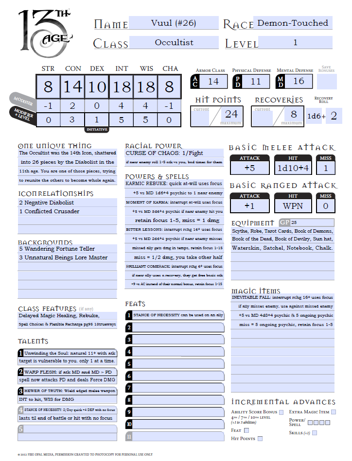 lvl01 demontouched occultist